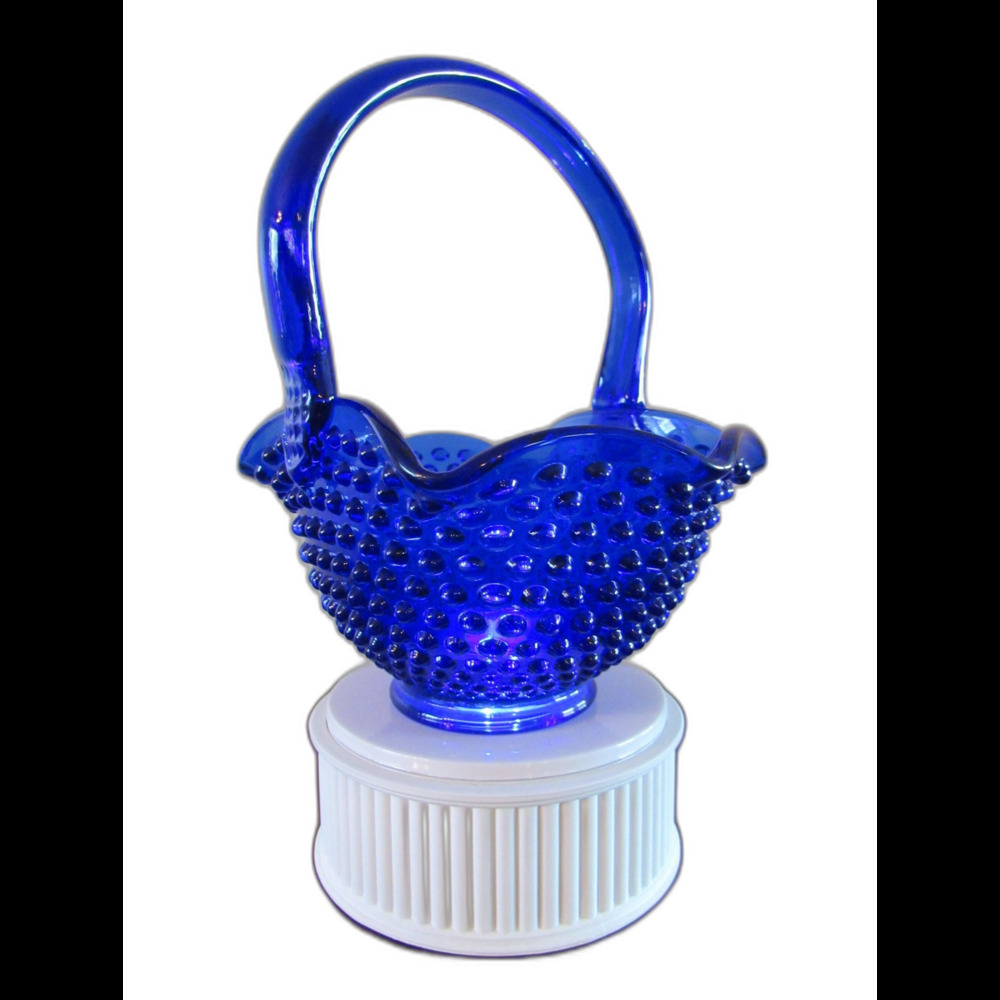 Vintage Fenton Hobnail Cobalt blue small basket Ruffled edge